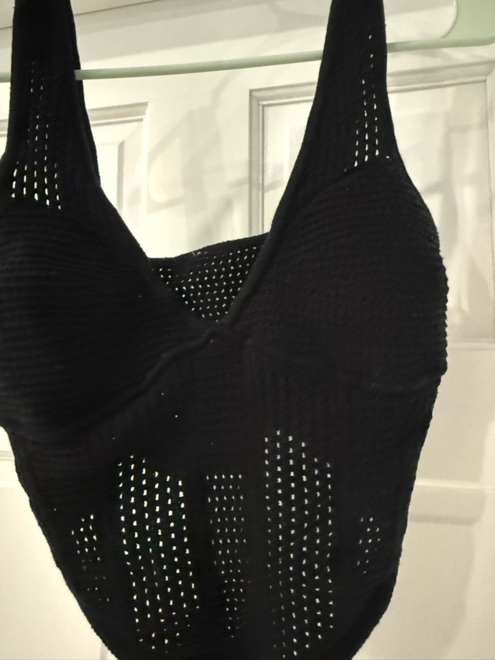 ALO Yoga Black Textured Knit Top with Logo